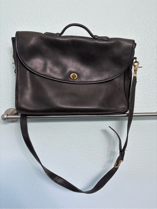 Coach Handbags - Vintage Coach Black Leather Top-Handle Laptop Bag with Shoulder Strap